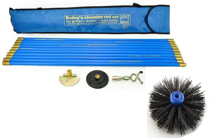 Bailey Universal Drain Rod Set in Carry Bag & 6” Plastic Brush